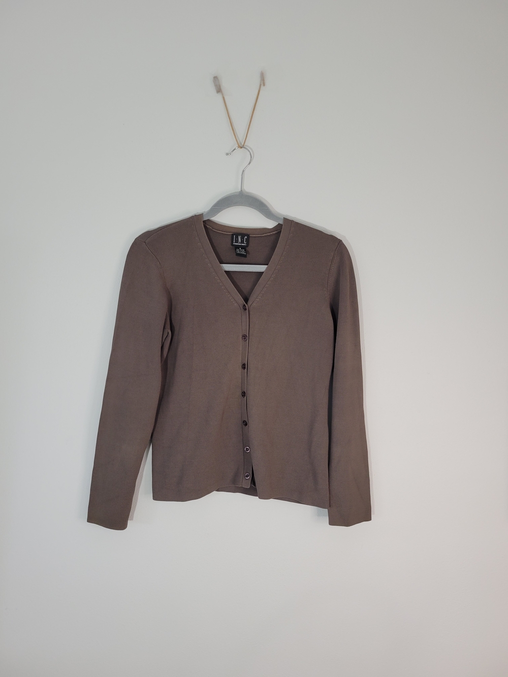 I.N.C. L.L.Bean Classic WOMEN SIZE S V-Neck Button Cardigan in Taupe.